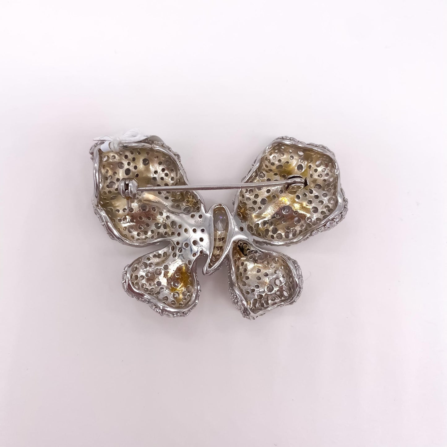 Handmade AAA Grade Cubic Zirconia Butterfly Brooch Sterling Silver