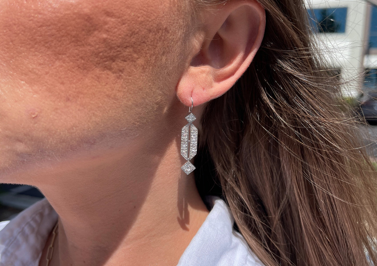 Antique Platinum and Diamond Dangle Earrings