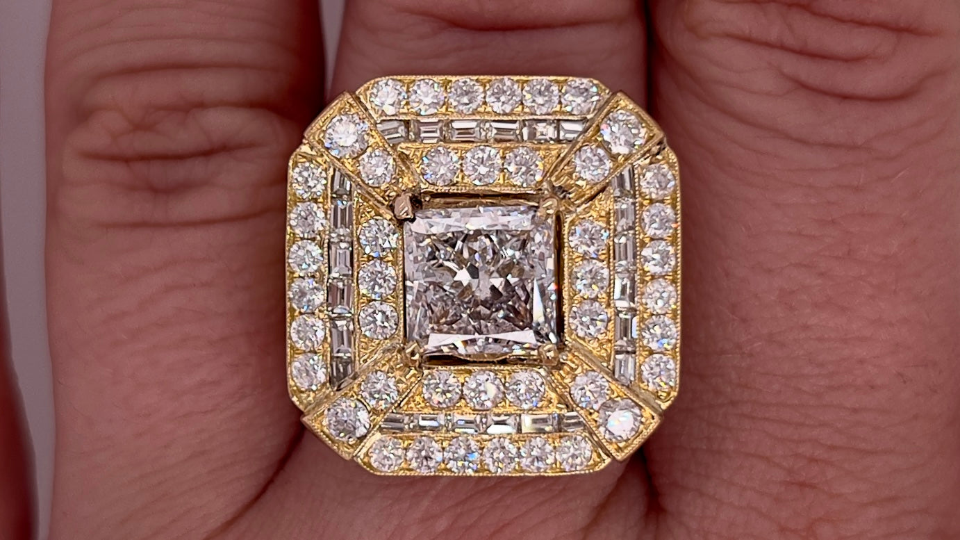 Important Diamond Ring 3 Carat Main Princess Cut