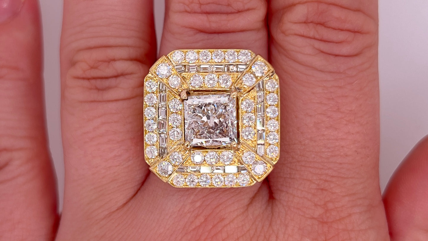 Important Diamond Ring 3 Carat Main Princess Cut