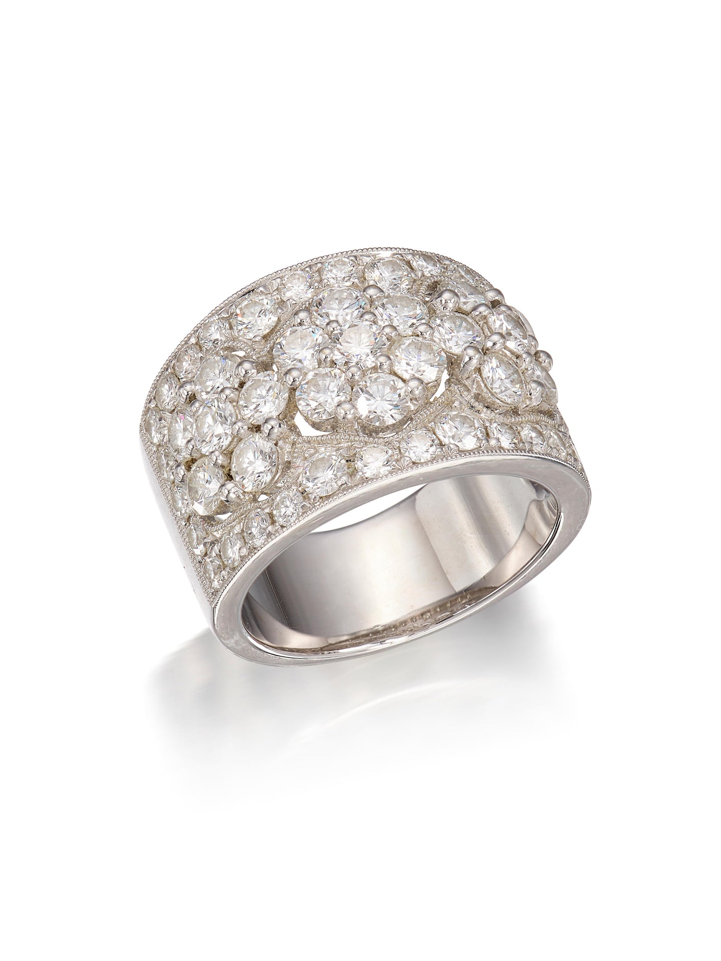Diamond Floret Ring 1.95 Carats 18K White Gold