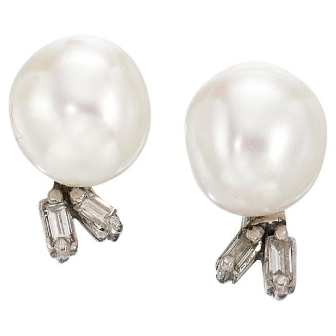 Pearl and Diamond Earrings 18K Gold