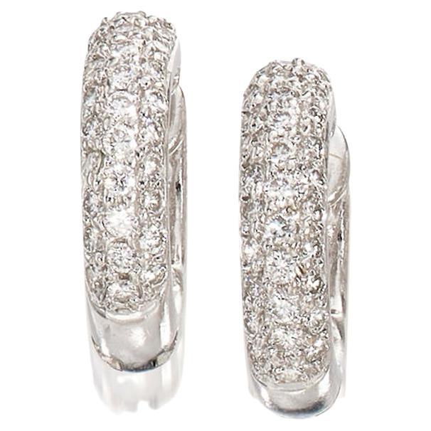Diamond Huggie Hoop Earrings 18K Gold