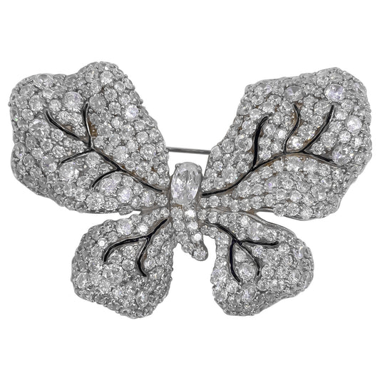 Handmade AAA Grade Cubic Zirconia Butterfly Brooch Sterling Silver