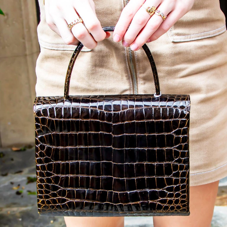 Small Dark Brown Crocodile Handbag