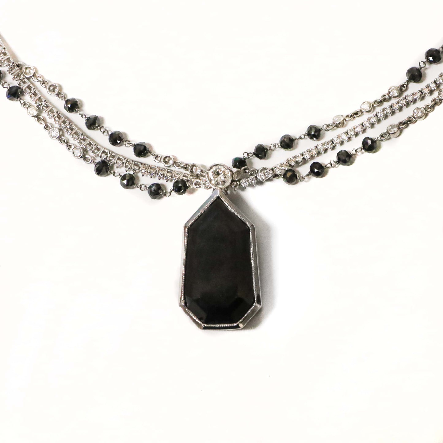 Black Diamond Pendant Necklace Set