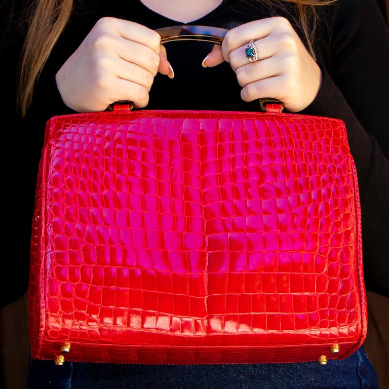 Lana Marks Lipstick Red Alligator Handbag