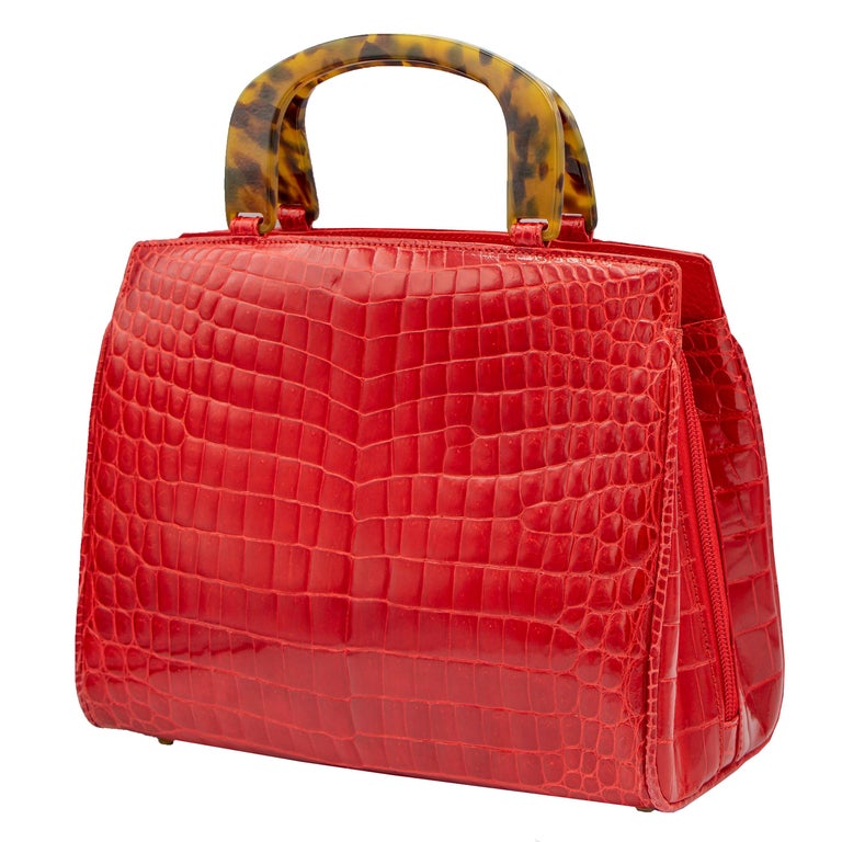 Lana Marks Lipstick Red Alligator Handbag