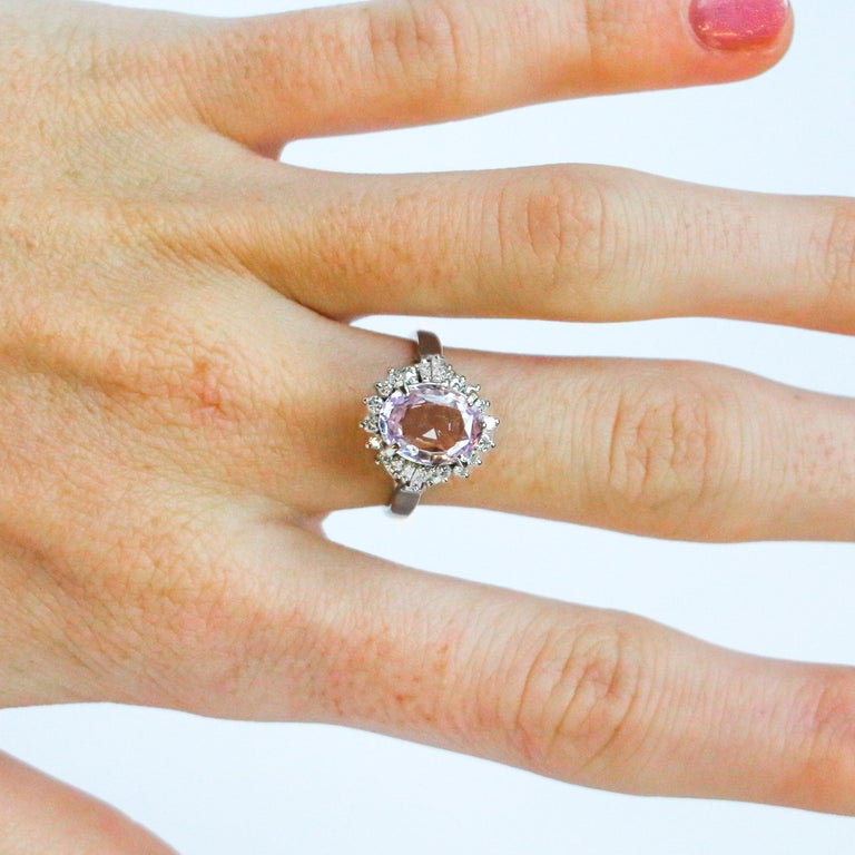 GIA Certified 3.04 Carat Natural Pink Sapphire Ring Set With Diamonds Platinum