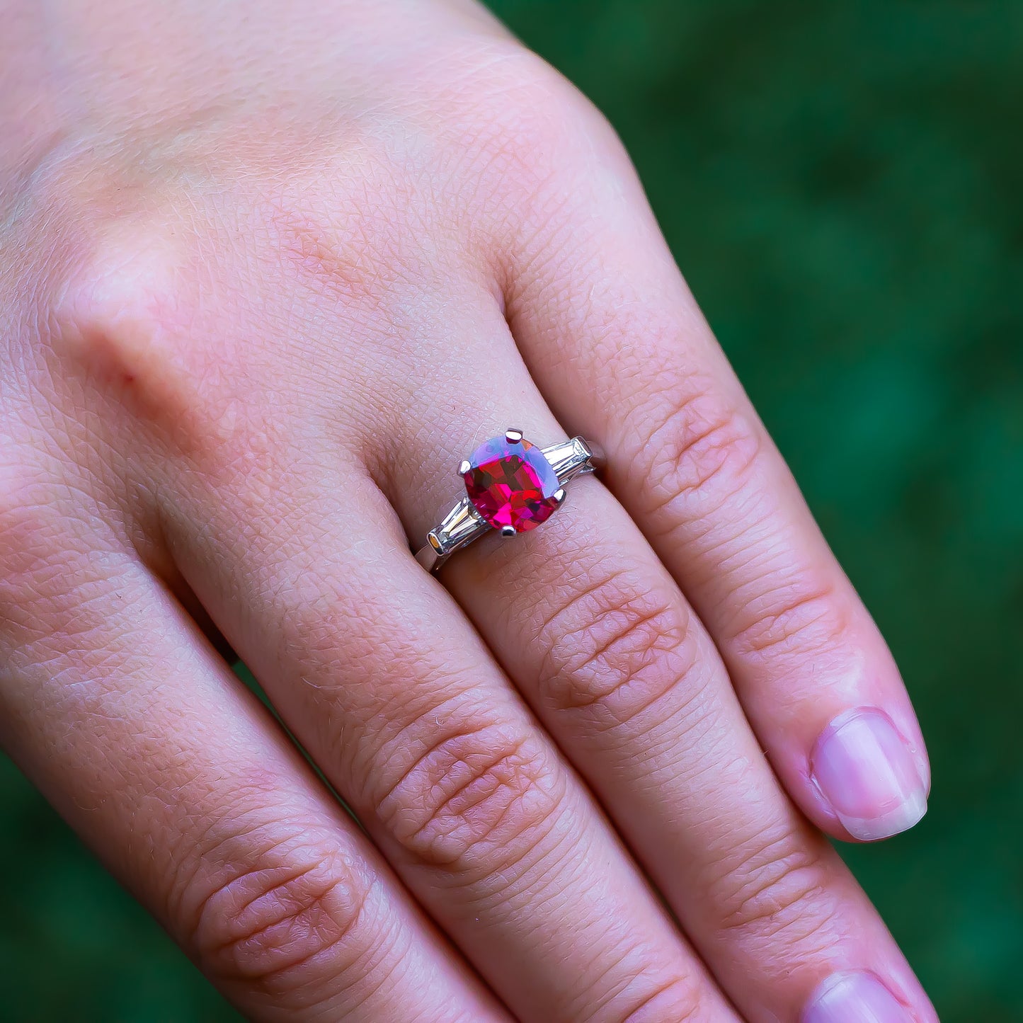Hot Pink 2.80 Carat Spinel Ring With Diamonds 0.28 Carats