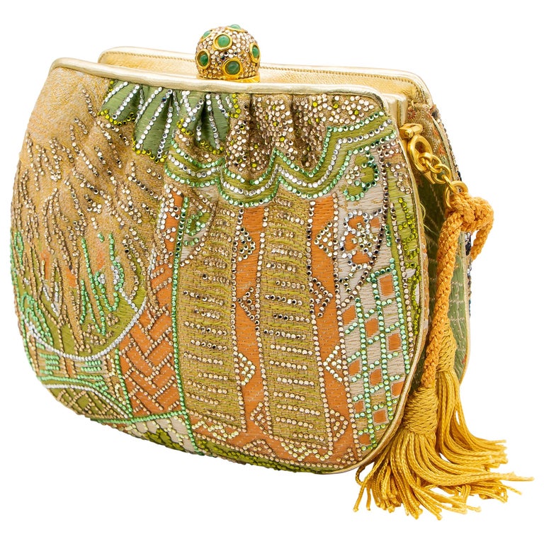 Judith Leiber Couture Collectible Multicolored Embroidered & Bedazzled Handbag