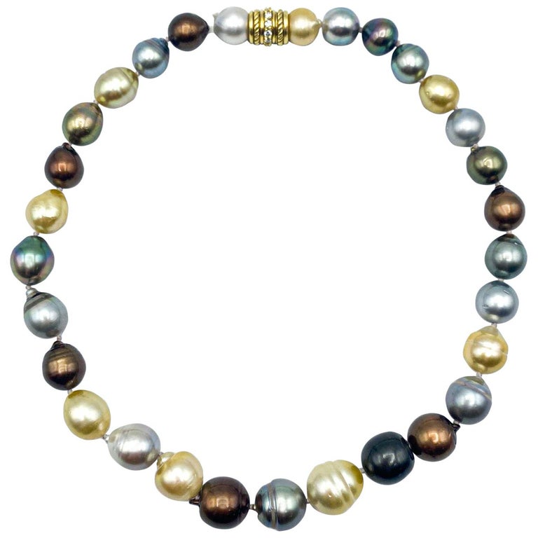 Natural Multi-Color Tahitian Pearl Necklace