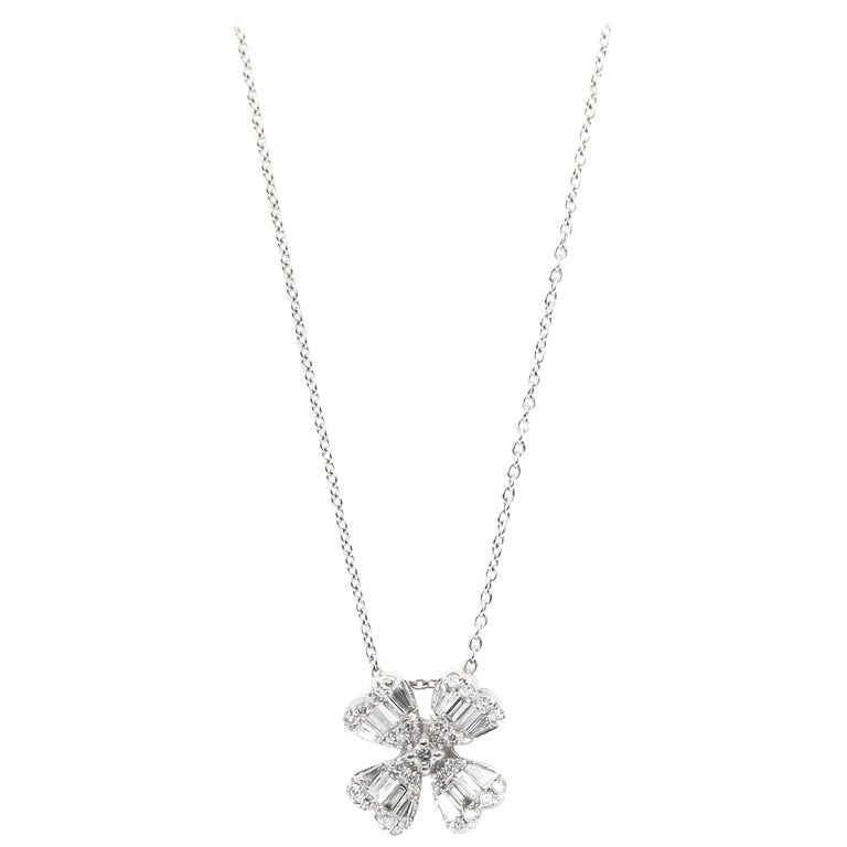 Diamond Flower Necklace 45 Diamonds 0.72 Carat 18 Karat Gold