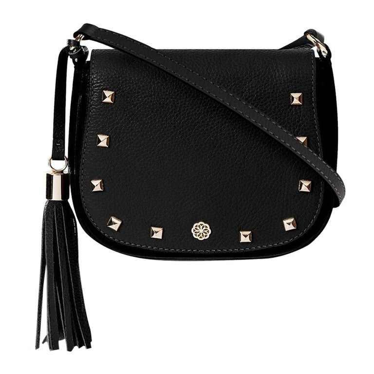 Indra Crossbody - Black Pebble Leather Handbag
