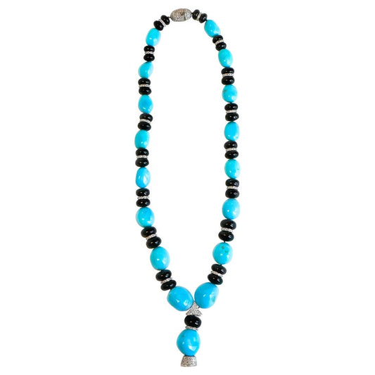 3 Carat Diamond and Turquoise Necklace
