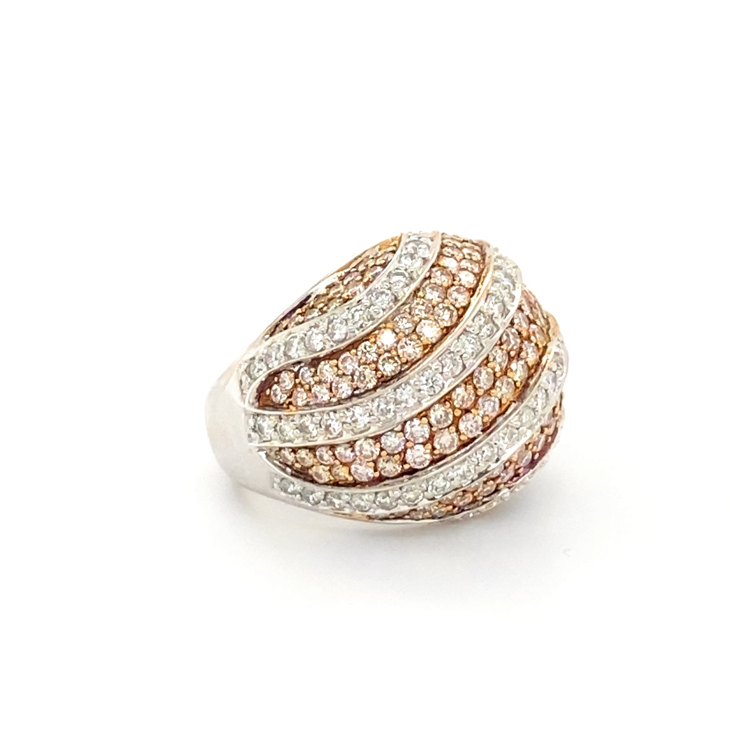 Pink Diamonds 2.8 Carats and 1.85 Carats White Diamonds 18K White Gold Ring