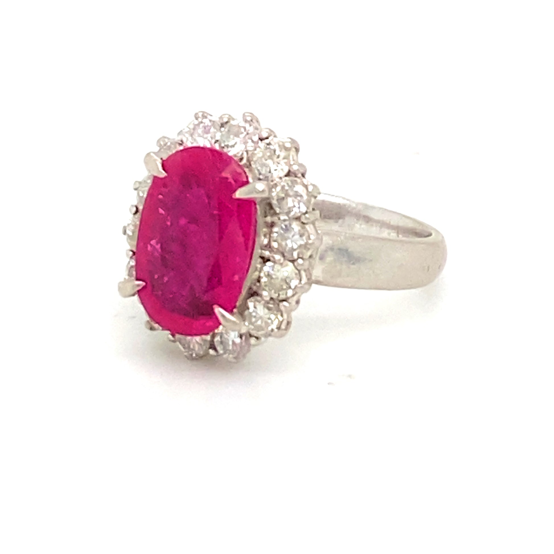 Burma Pink Ruby Ring with Diamonds