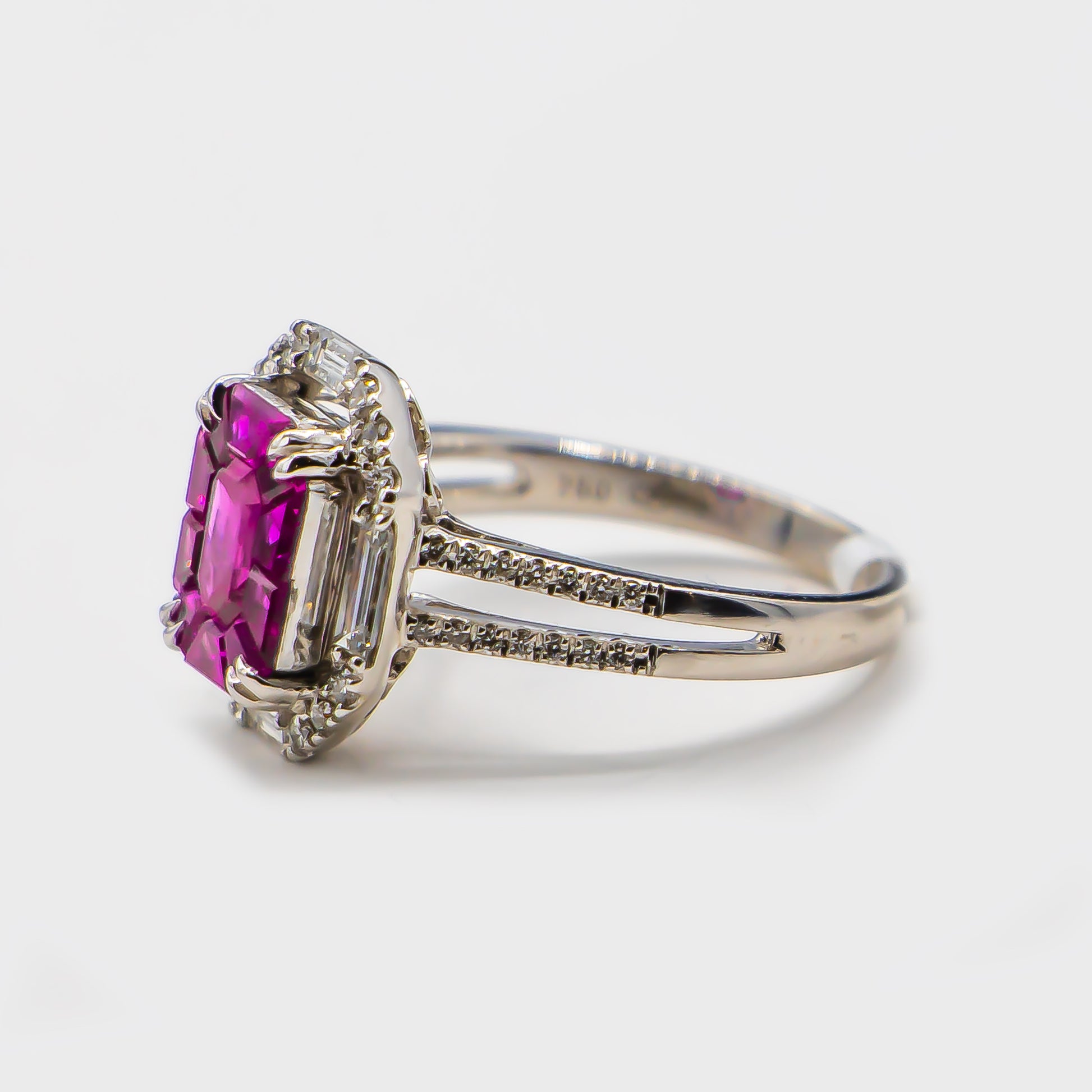 Hot Pink Sapphires 1.85 Carats Ring With Diamonds 0.98 Carats from Lux USA
