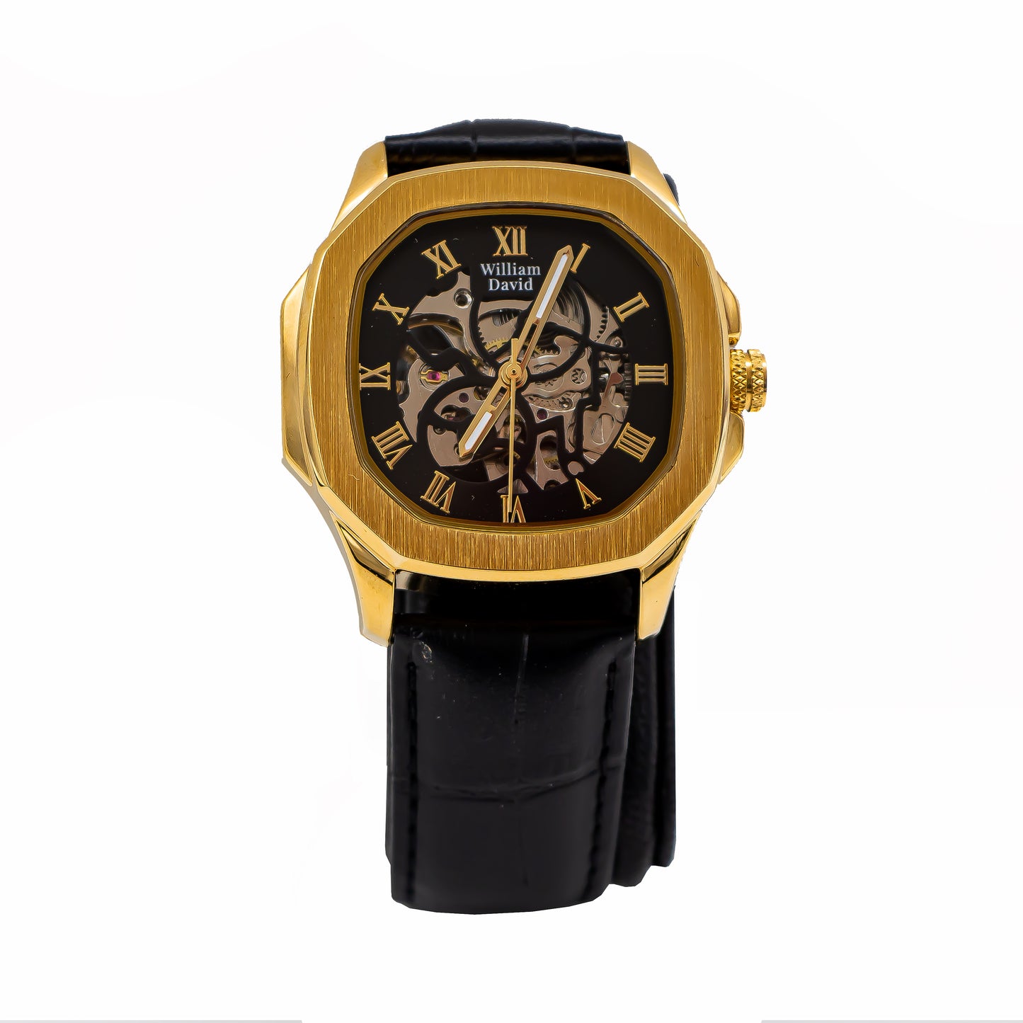 William David Watch Yellow Gold Color Alloy & Stainless Steel 42mm