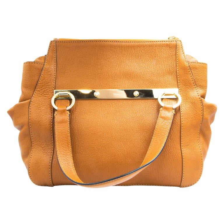 Authentic Chloe Brown Goatskin Handbag with Crossbody Strap