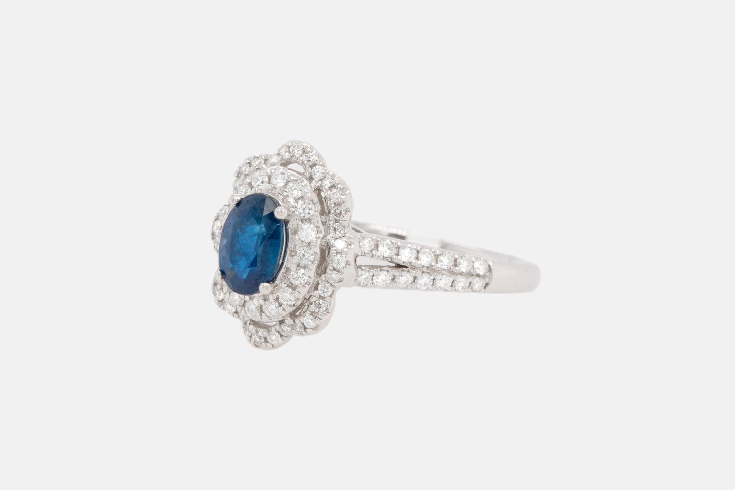 Sapphire Ring With Diamonds 14K Gold