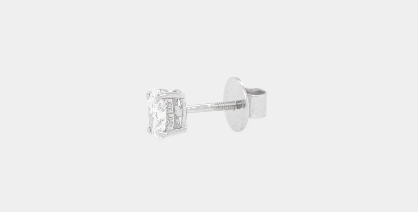 Oval Cut Diamond 1.03 Carats Total Stud Earrings 18K Gold