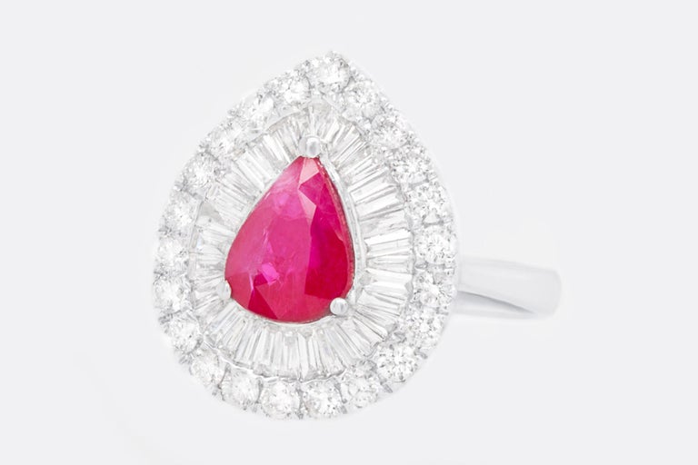 Ruby 1.50 Carat Ring with Diamonds 1.20 Carats Total 18K Gold