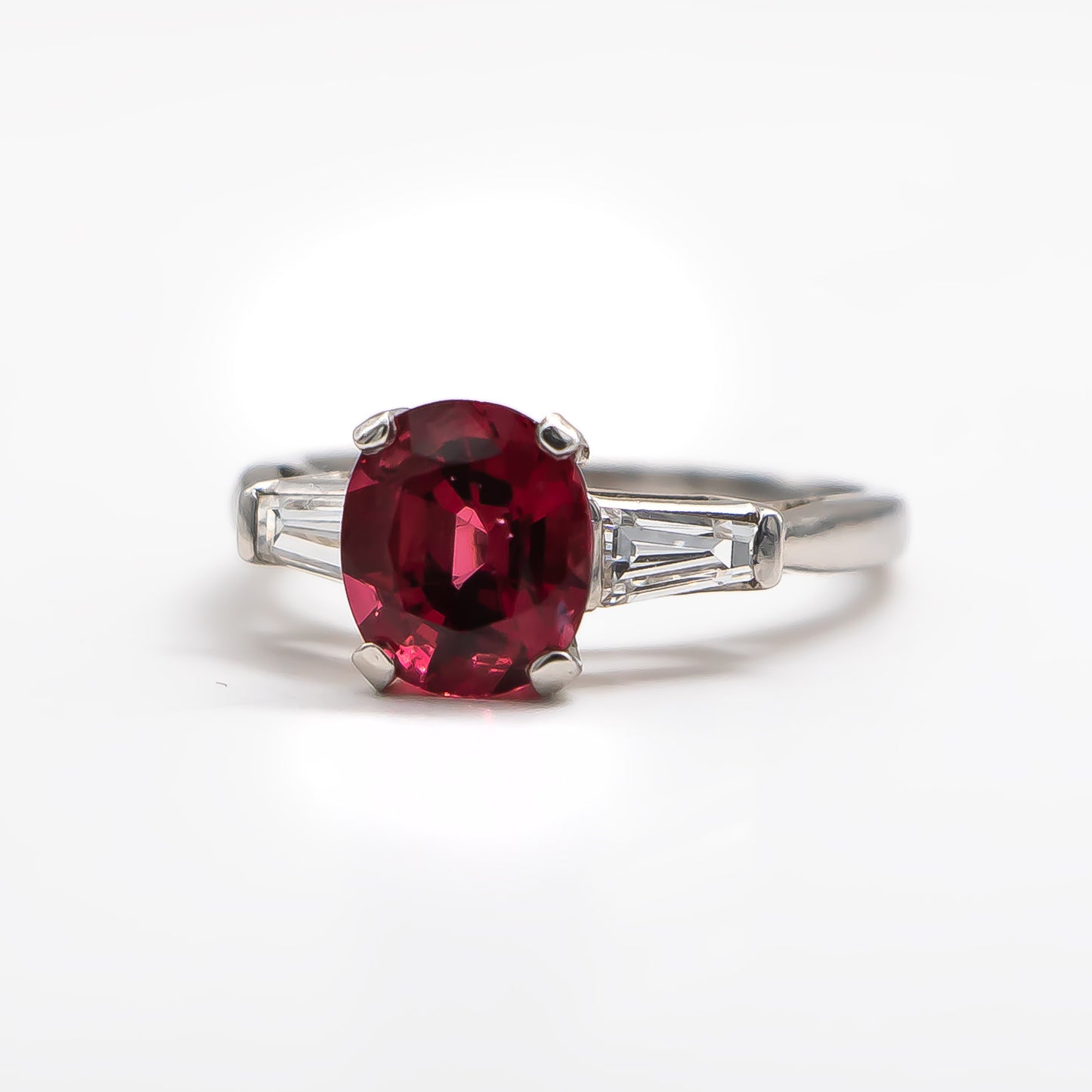 Hot Pink 2.80 Carat Spinel Ring With Diamonds 0.28 Carats