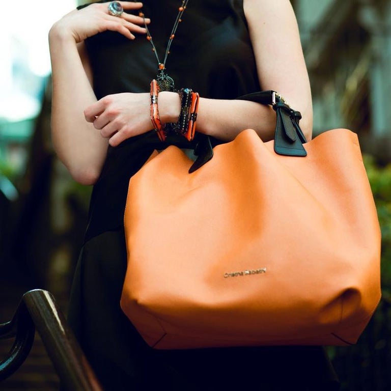 Tote - Tiger Orange Leather Handbag