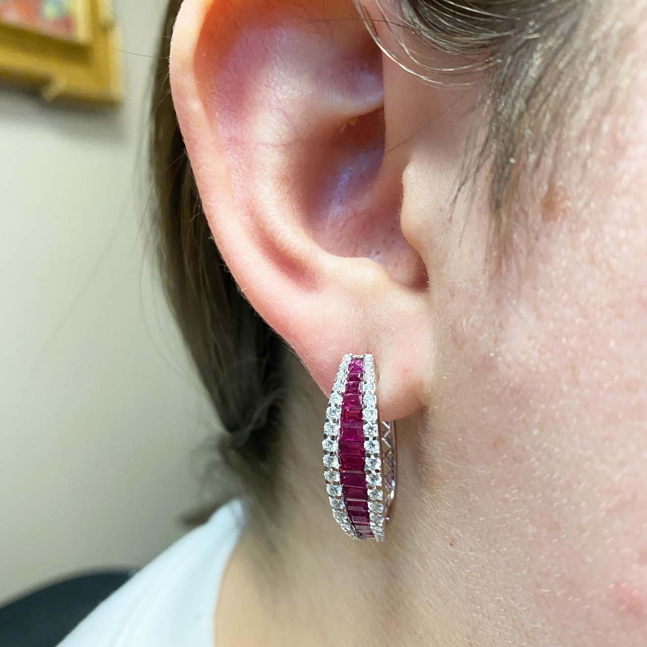 2.80 Carat Ruby and 1.20 Carat Diamond Earrings