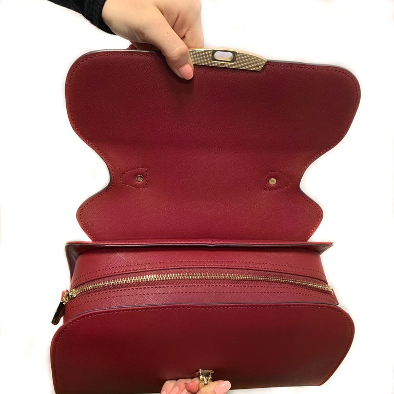 Angelina Satchel In Cranberry - Saffiano Leather Handbag