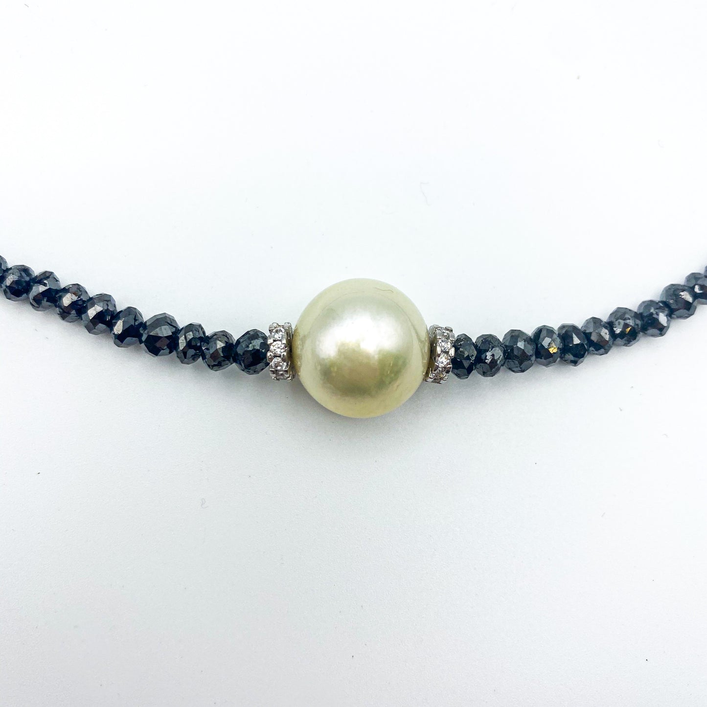South Sea Gold 15MM Pearl With 36 Carats Of Black Diamonds Necklace