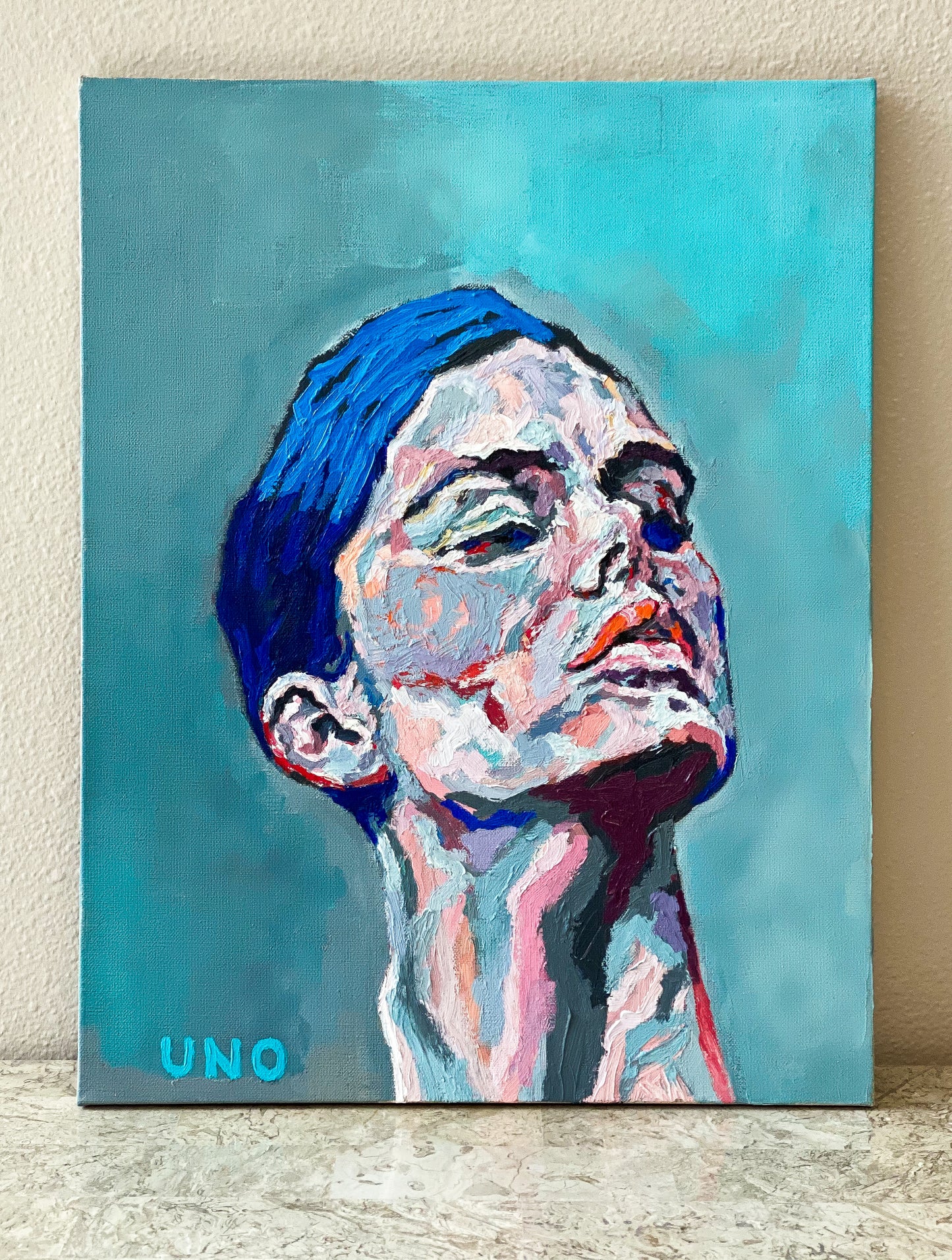 Original UNO painting Proud Portrait contemporary oil on canvas