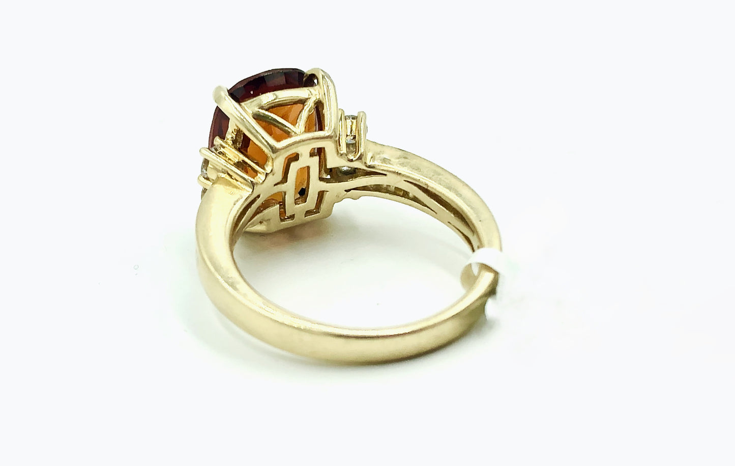 Hessonite Garnet Ring 5.32 Carat With Diamonds 0.57 Carats H/SI 14K Yellow Gold