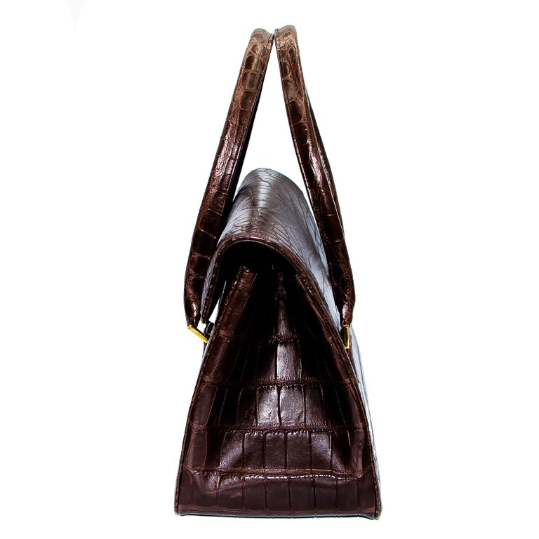 Lambertson Truex Dark Brown Crocodile Handbag