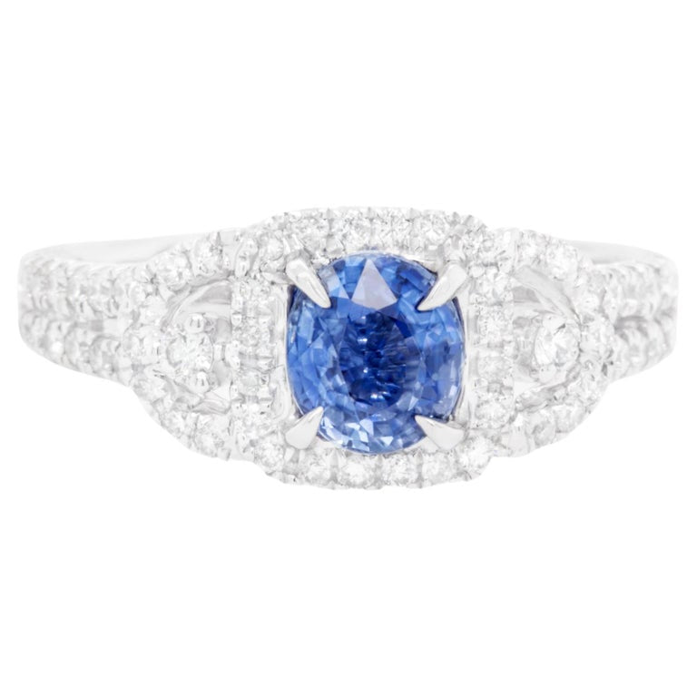 Sapphire Ring 1.08 Carat With Diamond Setting 0.90 Carats Total 18K Gold